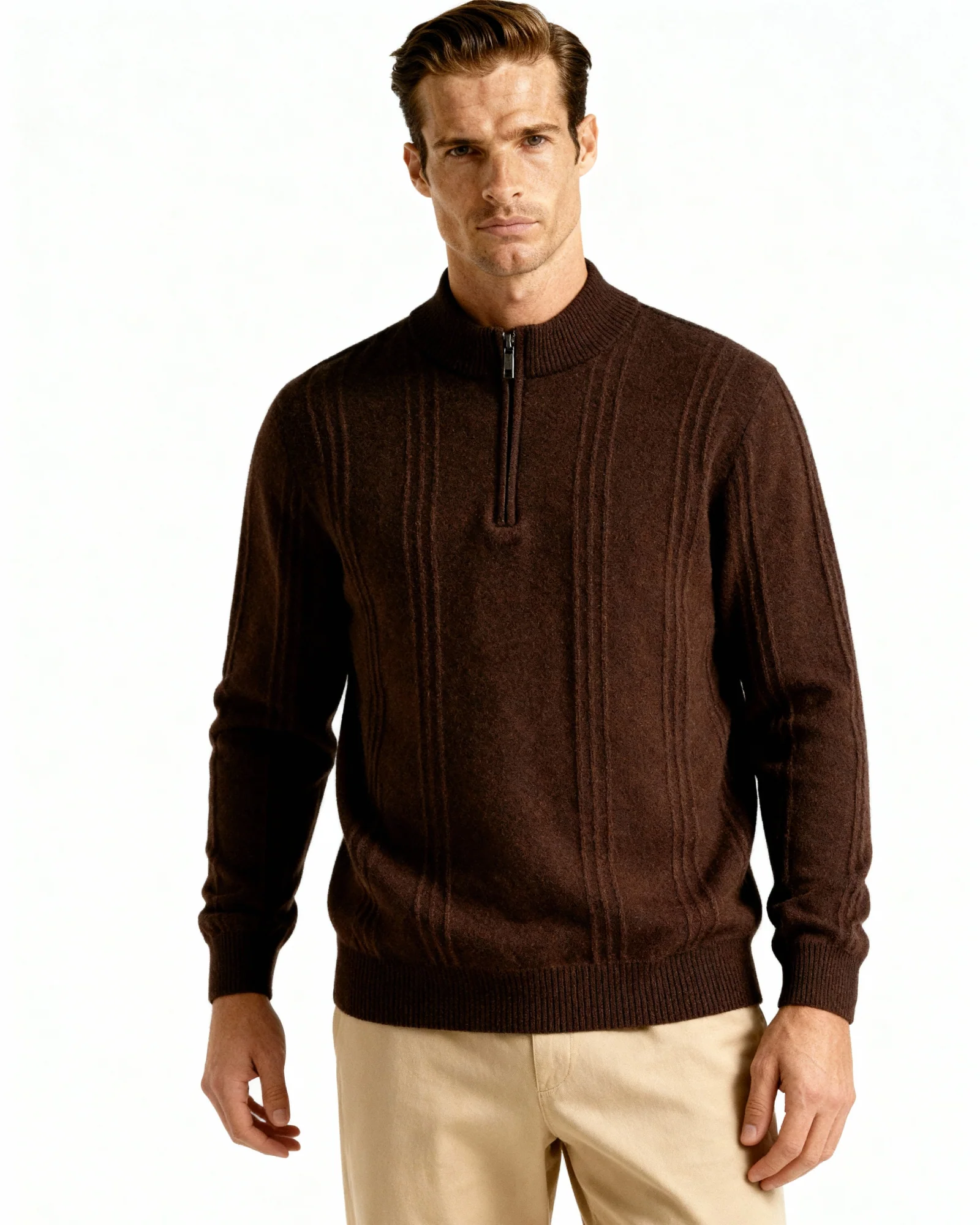 100% Cashmere Ribbed Half Zip - Image 18