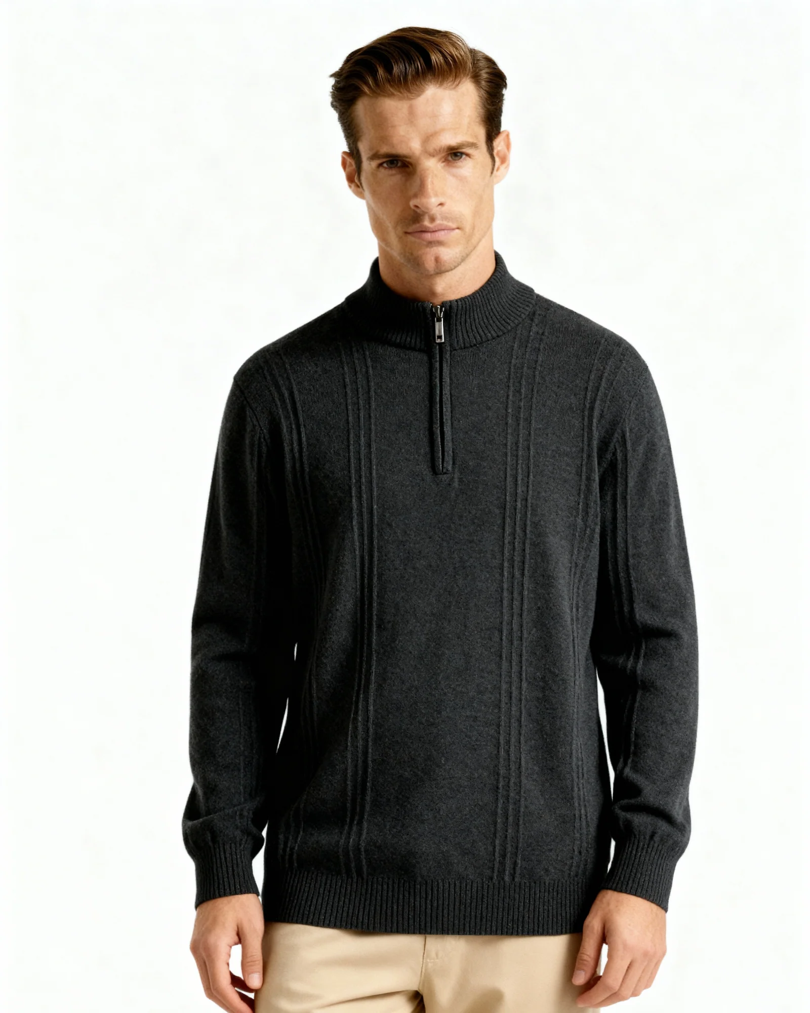100% Cashmere Ribbed Half Zip - Image 7