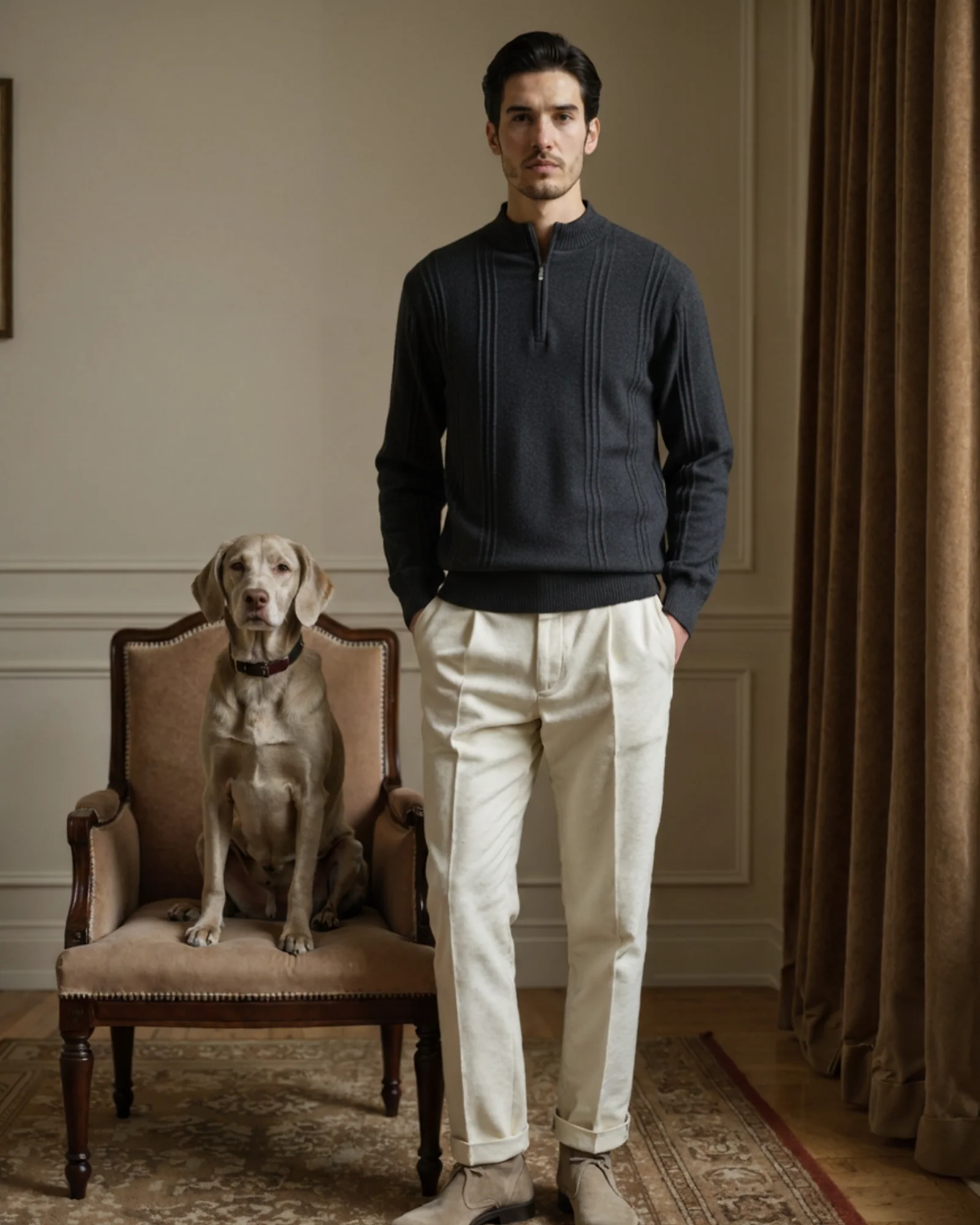 100% Cashmere Ribbed Half Zip - Image 8