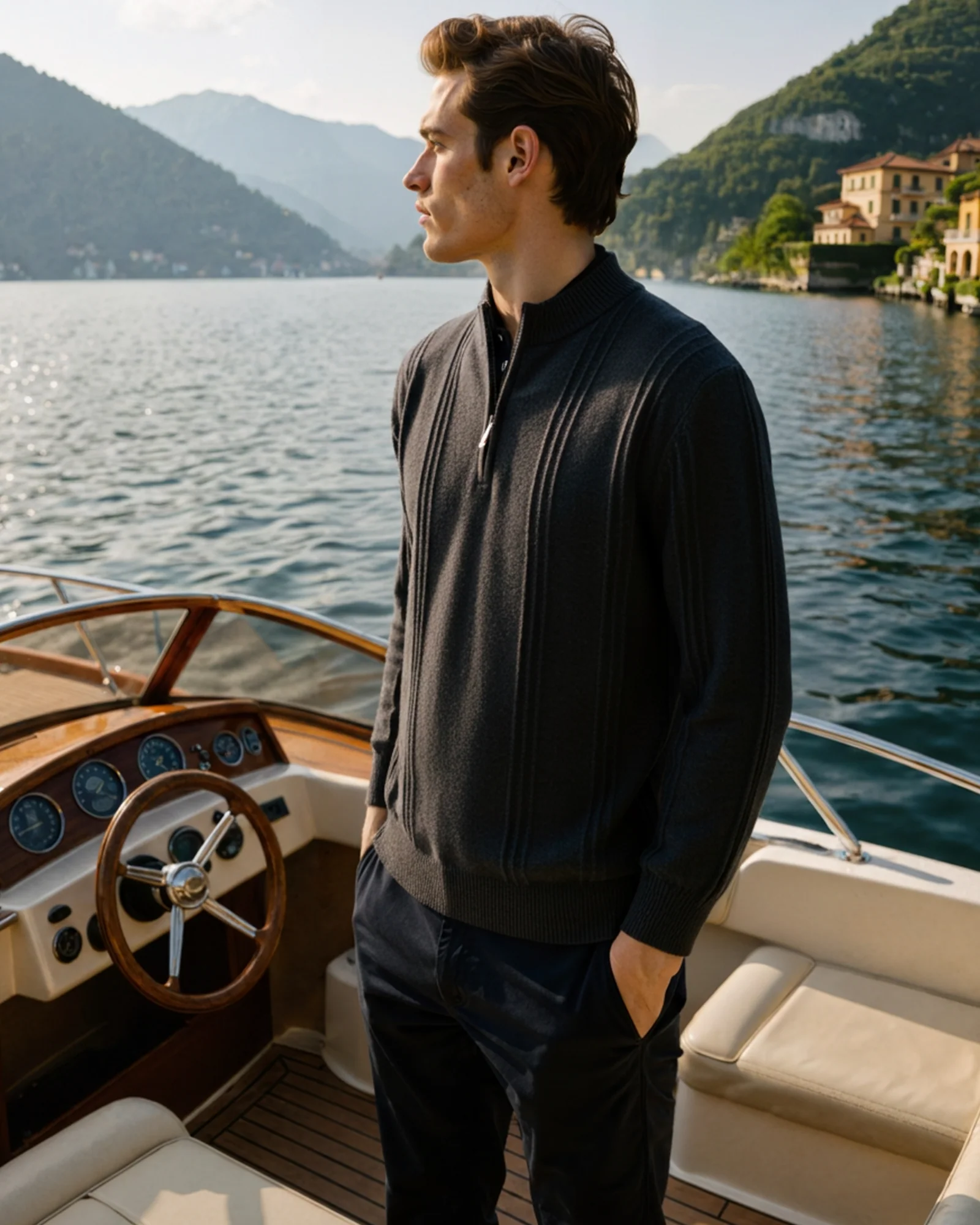 100% Cashmere Ribbed Half Zip - Image 9