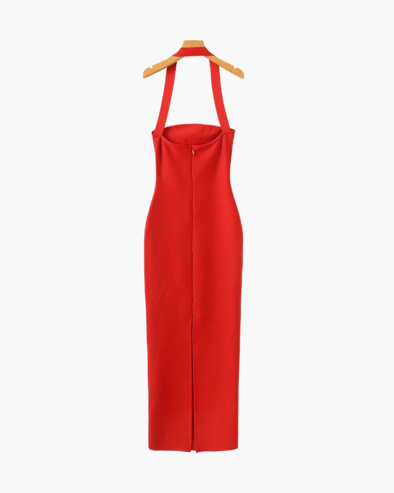Halter Neck Slim Fit Maxi Dress - Image 2