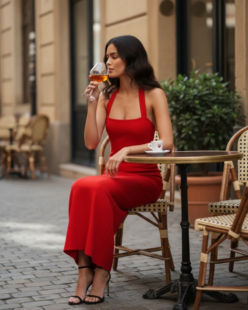 Halter Neck Slim Fit Maxi Dress - Image 3