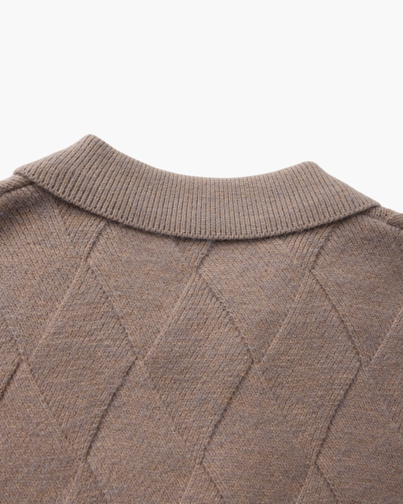 Heritage Diamond Knit Zip Cardigan - Image 6