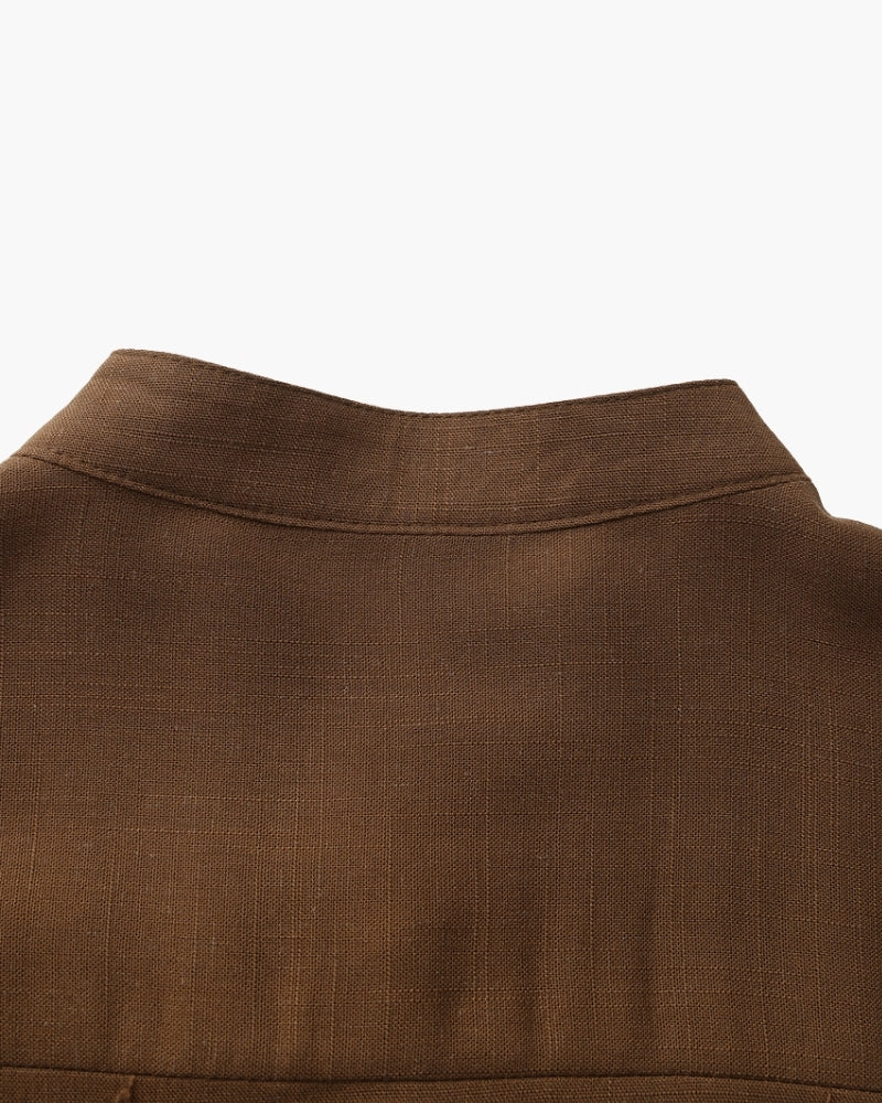 Men’s Mandarin Collar Shirt – Relaxed Fit Textured Cotton Shirt - Image 5