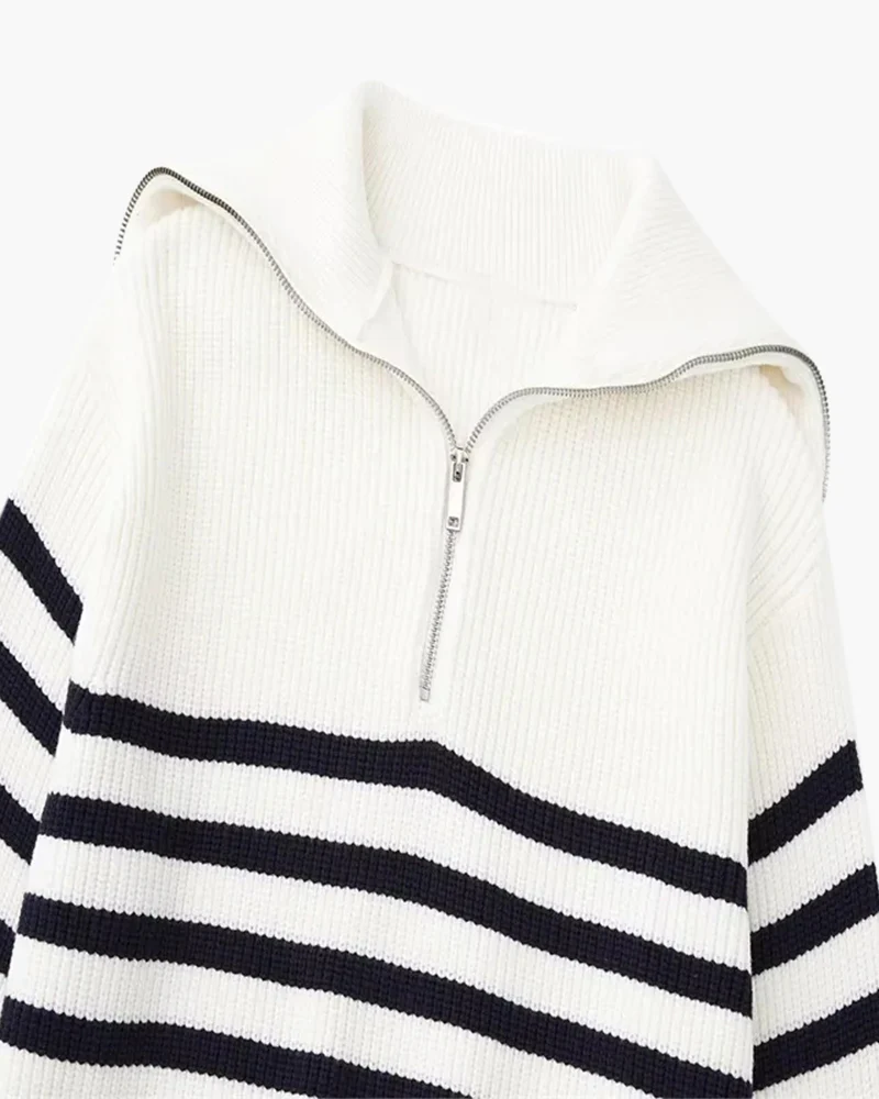 Striped Zip Up Sweater - Image 9
