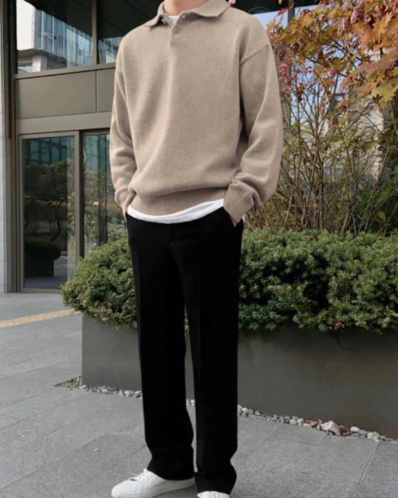 Woolen Button Half Zip - Image 2
