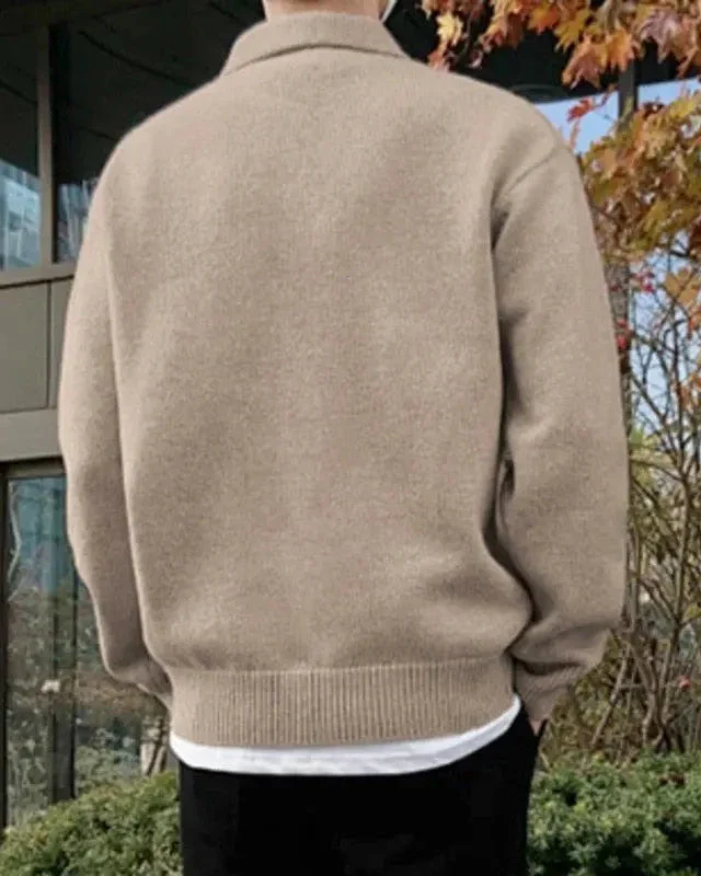 Woolen Button Half Zip - Image 3